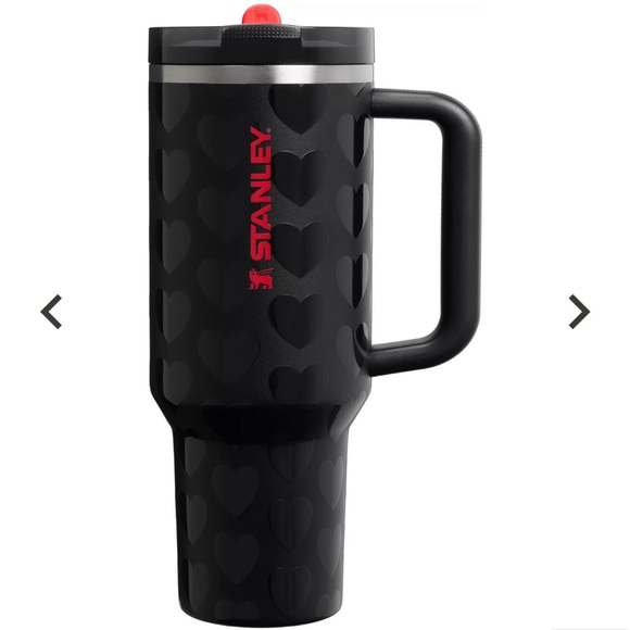 Stanley BLACK LOVELY Valentines Day 40oz quencher protour cup red & hearts - Picture 2 of 3
